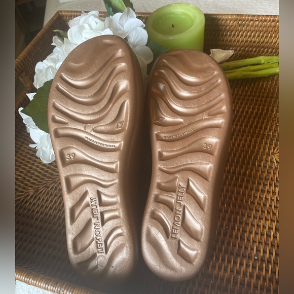 Lemon Jelly Gaia Platform sandal bronze metal NWOB size 39/8 US - Picture 9 of 12